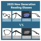 BLUEMOKY Blue Light Reading Glasses for Men, Sport Square Frame Readers, Anti Glare Computer Glasses(Black,2.25) - Retail: $17