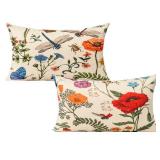 All Smiles Lumbar 12x20 Throw Pillow Covers Set of 2 Outdoor Summer Spring Garden Flowers Farmhouse Décor Outside Furniture Bench Decorative Cushion Cases for Patio Sofa Couch Chair Bed - Retail: $10