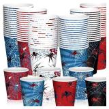 Teenyyou 100 Pcs 9 oz Spider Disposable Paper Cups Spider Party Supplies Bulk Party Disposable Coffee Cups for Tea Beverage Hot Cold Drinking Holiday Picnic Cocktail Wedding Home Offices - Retail: $16