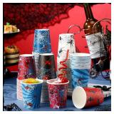 Teenyyou 100 Pcs 9 oz Spider Disposable Paper Cups Spider Party Supplies Bulk Party Disposable Coffee Cups for Tea Beverage Hot Cold Drinking Holiday Picnic Cocktail Wedding Home Offices - Retail: $16