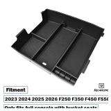 RUNROAD Center Console Organizer Tray Compatible with 2023 2024 2025 2026 Ford F250 F350 F450 F550 Accessories, Armrest Storage Organizer F250 Accessories Dividers (Full Console wBucket Seats ONLY) - 