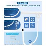 5PCS Pool Solar Cover Holder for Above Ground Pool, Adjustable Pool Cover Hooks for Solar Cover Blanket Storage, Sturdy Metal Solar Cover Holders Designed for Frame Above Ground Pools - Retail: $27