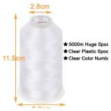 New brothread - Single Huge Spool 5000M Each Polyester Embroidery Machine Thread 40WT for Commercial and Domestic Machines - White - Retail: $8