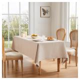 ZeeMart Basic Linen Textured Table Cloth, 52 x 70 Inch Light Tan, Farmhouse Style Neutral Rectangle Tablecloth, Wrinkle Resistant Washable Heavy Weight TableCloths - Retail: $26