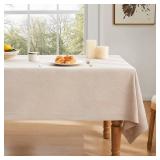 ZeeMart Basic Linen Textured Table Cloth, 52 x 70 Inch Light Tan, Farmhouse Style Neutral Rectangle Tablecloth, Wrinkle Resistant Washable Heavy Weight TableCloths - Retail: $26