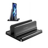 Vaydeer Vertical Laptop Stand Holder Plastic Adjustable Desktop Notebook Dock Space-Saving 3 in 1 for All MacBook Pro Air, Mac, HP, Dell, Microsoft Surface, Lenovo, up to 17.3 inches (Black) - Retail: