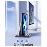 Vaydeer Vertical Laptop Stand Holder Plastic Adjustable Desktop Notebook Dock Space-Saving 3 in 1 for All MacBook Pro Air, Mac, HP, Dell, Microsoft Surface, Lenovo, up to 17.3 inches (Black) - Retail: