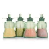 haakaa Baby Food Pouch Refillable Baby Squeeze Silicone Yummy Pouch, Soft Reusable Squeeze Storage Food Pouch for Kids Toddler,Home Made Food Puree,Smoothie Pouch Bag, 4oz, 2 Pack,6m+(Pea Green) - Ret