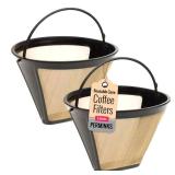 Reusable #4 Gold Tone Mesh Cone Coffee Filter Basket - Cuisinart Coffee Maker Filter Replacement for Ninja, Hamilton Beach, Breville, Moccamaster, Bonavita, Farberware, 1pcs - Retail: $13