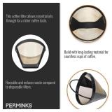 Reusable #4 Gold Tone Mesh Cone Coffee Filter Basket - Cuisinart Coffee Maker Filter Replacement for Ninja, Hamilton Beach, Breville, Moccamaster, Bonavita, Farberware, 1pcs - Retail: $13