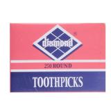 Diamond Toothpicks, Round Natural Wooden Bamboo Tooth Picks For Teeth, Appetizers and Cocktail 2pack ( 250 Count ) - Retail: $3