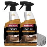 Weiman Leather Cleaner Conditioner and Protector for Couches, Boots, Chairs, Bags, Purses and Auto Interior with Microfiber Towel Included (2 Pack) - Retail: $25