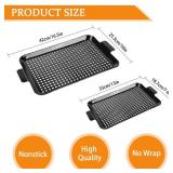 2PCS Grill Topper Pans BBQ ACETOP Nonstick Barbecue Grilling Baskets Outdoor Stainless Steel BBQ Grill Tray with Perforated Bottom for Indoor Camping Chicken Drumsticks Vegetable Shrimp Meat - Retail: