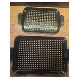 2PCS Grill Topper Pans BBQ ACETOP Nonstick Barbecue Grilling Baskets Outdoor Stainless Steel BBQ Grill Tray with Perforated Bottom for Indoor Camping Chicken Drumsticks Vegetable Shrimp Meat - Retail: