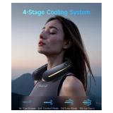 SWEETFULL Neck Fan, 3 Turbo Portable Fans with Neck Support, 4 Speed and LED Display, 5200mAh Rechargeable Personal Fan, Hand-Free Wearable Bladeless Cooler, Gift for Travel Birthday, Men, Women (Blac