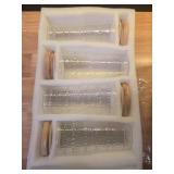 4 Pack 20oz Hobnail Drinking Glasses with Bamboo Lids and Glass Straw,High Borosilicate Glass Tumbler Cup Reusable Wide Mouth Smoothie Cups,Beer, Iced Coffee Glasses, Soda - Retail: $32