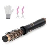 Round Hair Blow Dryer Brush - 1.2 Inch Ceramic Barrel Hair Dryer Brush for ShortMiddle Hair, One Step Drying, Volumizing, Straightening and Styling, Negative Ionic Dryer Brush (Black-Golden, 1.2) - Re