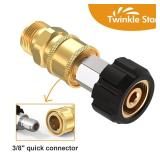 Twinkle Star Pressure Washer Quick Connect Fittings, Quick Connect Kit M22 14mm to 38 Inch, 4 Pieces - Retail: $18