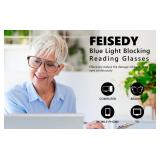 FEISEDY Retro Aviator Reading Glasses Women Men Blue Light Blocking Reader Plastic Lightweight Frame B0071(Grey,3.0x) DAMAGED  - Retail: $17