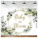 Omifly Baby in Bloom 7Wx5H Backdrop for Photography Eucalyptus Green Leaves Botanical Gold Glitter Star Baby Shower Background Party Decorations Cake Table Banner Decor Photo Booth Studio Props - Reta