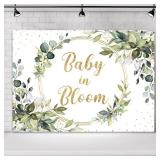 Omifly Baby in Bloom 7Wx5H Backdrop for Photography Eucalyptus Green Leaves Botanical Gold Glitter Star Baby Shower Background Party Decorations Cake Table Banner Decor Photo Booth Studio Props - Reta