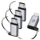 Jadebones USB C to Micro USB Adapter (4 Pack), USB Type C Female to Micro USB Male Converter Compatible with Samsung Galaxy S6S7 Edge, LG Nexus 456 and More Micro USB Devices (Grey) - Retail: $7