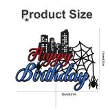 Cartoon Spider Birthday Cake Topper, Glitter Paper Cartoon Themed Happy Birthday Cupcake Topper Double-Sided Party Decoration for Boy and Girl - Retail: $5