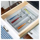 Honey-Can-Do KCH-02154 Steel Mesh 5-Compartment Cutlery Utensil Organizer, Silver - Retail: $17