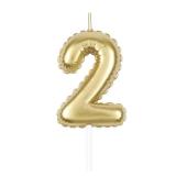 ZHIHUI Gold Number Birthday Candles Decorations, Gold Number 2 Candles Cake Topper, Balloon Shaped Golden Digital Candle Candles for Birthday Party Wedding Anniversary Celebration Supplies MELTED - Re