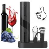 CIRCLE JOY Electric Wine Bottle Opener Set Rechargeable Wine Corkscrew Cordless Wine Opener Gift Set with Charging Base, Foil Cutter, Wine Aerator Pourer and Vacuum Wine Stopper - Retail: $19