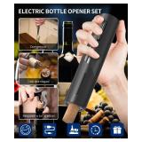 CIRCLE JOY Electric Wine Bottle Opener Set Rechargeable Wine Corkscrew Cordless Wine Opener Gift Set with Charging Base, Foil Cutter, Wine Aerator Pourer and Vacuum Wine Stopper - Retail: $19