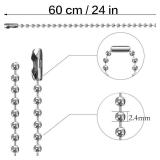 50-Pack Dog Tag Chain Ball Chain Necklace Bulk, Beaded Necklace Chains for Jewelry Making DIY Crafts, Military Blank Dog Tag Necklace for Men, Silver Nickel Plated Metal 24\ Long 2.4mm Ball Bead Chain