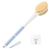 Back Scrubber Body Shower Brush: Anti Slip Long Handle Bath Brush with Stiff and Soft Bristles - Showering Exfoliator Wet or Dry Brushing for Women, Men, Elderly (Blue) - Retail: $10
