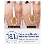Back Scrubber Body Shower Brush: Anti Slip Long Handle Bath Brush with Stiff and Soft Bristles - Showering Exfoliator Wet or Dry Brushing for Women, Men, Elderly (Blue) - Retail: $10