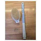 Back Scrubber Body Shower Brush: Anti Slip Long Handle Bath Brush with Stiff and Soft Bristles - Showering Exfoliator Wet or Dry Brushing for Women, Men, Elderly (Blue) - Retail: $10