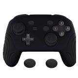 PlayVital Samurai Edition Ergonomic Silicone Skin Protective Case for Nintendo Switch Pro Controller, Soft Anti-slip Controller Grip Protector for Nintendo Switch Pro with Thumb Grip Caps - Black - Re