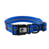 NIMBLE Dog Collar Waterproof Pet Collars Anti-Odor Durable Adjustable PVC and Polyester Soft with Reflective Cloth Stripe Basic Dog Collars SML Sizes (Medium (11.81-18.5inches), Blue) - Retail: $1