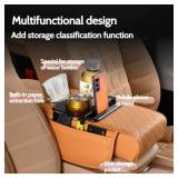 ST SoleMe.Tc Car Center Console Cover Booster Multifunctional Car Center Console Cushion Pad with Cup Holder and Tissue Box and Side Pockets Arm Rest Cover for Car, Quilting, Black-red - Retail: $922