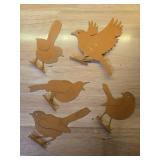 OULYDEKO 5PCS Rusty Birds Decoration,Outdoor Bird Wall Decor,Metal Birds Yard Decor, Metal Birds Craft Statue Ornaments - Garden Sculptures and Yard Art, Fence Decorations Outdoor,Rustic Garden Decor 