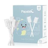 Papablic Baby Tongue Cleaner, Baby Oral Cleaner, Disposable Infant Mouth Cleaner Newborn, Upgrade Gum Cleaner with Paper Handle or Infants Ages 0-2 Years, 40 Pack - Retail: $8