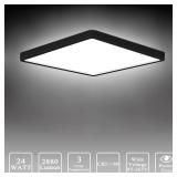 uowlbear LED Ceiling Light Flush Mount, 3000K4500K6500K Switchable, 9 Inch Square Ceiling Light Fixture for Kitchen, Bedroom, Living Room (Black) - Retail: $18