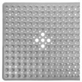 Yimobra Shower Bathtub Mat Non Slip, 21x21 Inch, Soft Square Bath for Tub with Suction Cups and Drain Holes, Stall Floor Mats Bathroom, Machine Washable, Bathroom Accessories, Clear Gray - Retail: $12