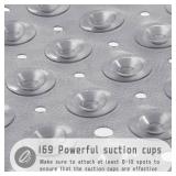 Yimobra Shower Bathtub Mat Non Slip, 21x21 Inch, Soft Square Bath for Tub with Suction Cups and Drain Holes, Stall Floor Mats Bathroom, Machine Washable, Bathroom Accessories, Clear Gray - Retail: $12