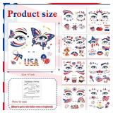 HOWAF 9 Sheets USA Glitter Face Tattoos, 4th of July Face Art Temporary Tattoo for USA Patriotic Parades Celebrations, Red White Blue Face Tattoos Stickers for Independence Day Supplies - Retail: $8