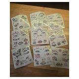 HOWAF 9 Sheets USA Glitter Face Tattoos, 4th of July Face Art Temporary Tattoo for USA Patriotic Parades Celebrations, Red White Blue Face Tattoos Stickers for Independence Day Supplies - Retail: $8