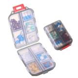 Zuihug 1Pack Travel Pill Organizer - 10 Compartments Pill Case, Compact and Portable Pill Box, Perfect for On-The-Go Storage, Pill Holder for Purse Gray - Retail: $4