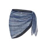 ZAFUL Sarong Coverups for Women Beach Vacation Striped Tie Side Bathing Suit Cover Up Mini Skirt (12-Blue, One Size) - Retail: $24