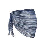 ZAFUL Sarong Coverups for Women Beach Vacation Striped Tie Side Bathing Suit Cover Up Mini Skirt (12-Blue, One Size) - Retail: $24