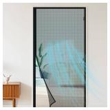 MAGZO Magnetic Screen Door, Fit Door Size 36 x 80 Inches, Actual Screen Size 38 x 81 Inches, Side Opening Polyester Screen Mesh Curtain for Patio Door, Black - Retail: $26