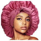 2 Pcs Bonnets for Sleeping, Extra Satin Silk Bonnet for Sleeping Women with Tie Band for Curly Hair Jumbo Bonnet Braids - Retail: $8